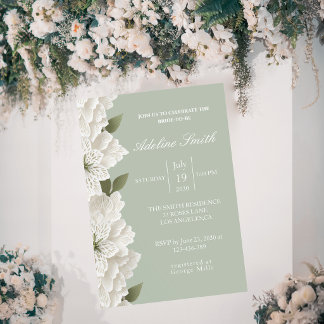 Sage Green Luxury Floral Elegant  Bridal Shower Einladung