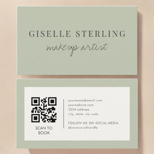 Sage Green Makeup Artist QR Code Visitenkarte
