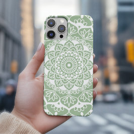 Sage Green Mandala Boho Chic iPhone 16 Pro Hülle