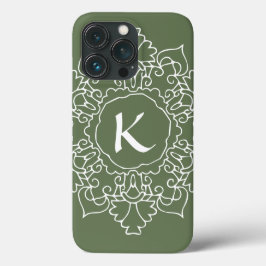 Sage Green Mandala Monogram Modern Simple Custom Case-Mate iPhone Hülle
