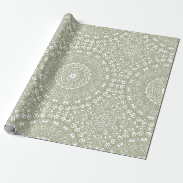 Sage Green Mandala Pattern Geschenkpapier (Ungerollt)