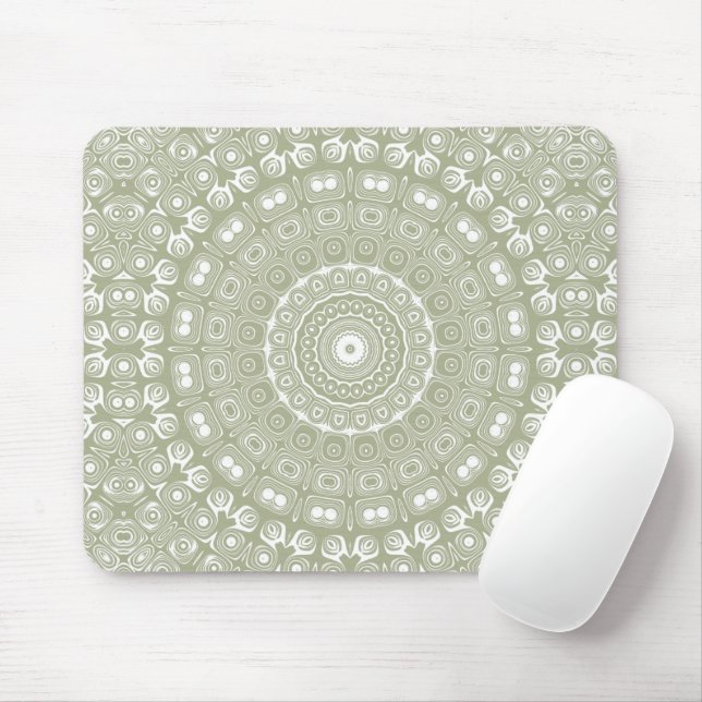 Sage Green Mandala Pattern Mousepad (Mit Mouse)