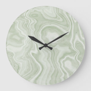 Sage Green Marble Acrylic Wall Clock Große Wanduhr