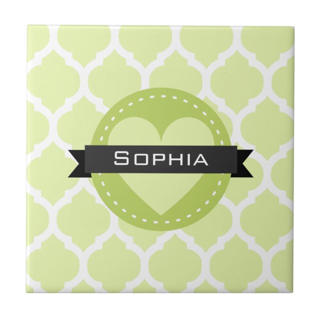 Sage Green marokkanische Gittermuster Fliese (Vorderseite)