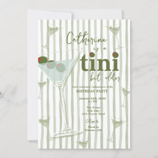 Sage Green Martini Thema Geburtstagsparty Einladung