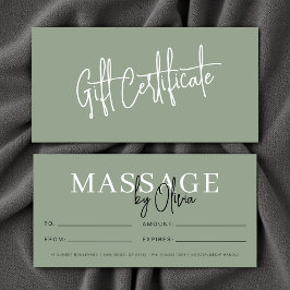 Sage Green Massage Therapist Gift Certificates