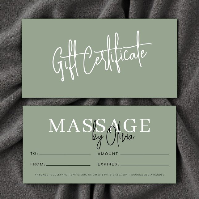 Sage Green Massage Therapist Gift Certificates (Von Creator hochgeladen)