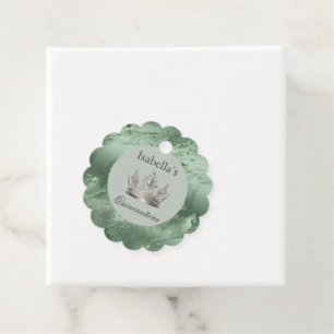 Sage Green Metallic Tiara Silver Quinceañera Geschenkanhänger