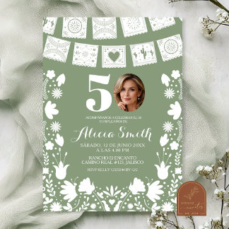 Sage Green Mexikanische Cielito Lindo 50 Geburtsta Einladung
