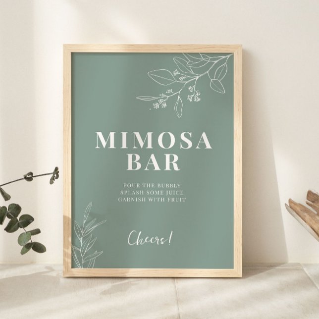 Sage Green Mimosa Bar Wedding Sign Poster (Von Creator hochgeladen)