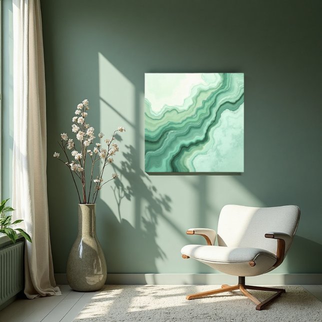 Sage Green Mineral Vein Abstrakt - Bio modern Leinwanddruck (Nature’s elegance captured—Sage Mineral Veins canvas for a serene space.)