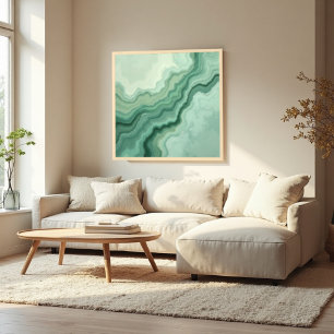 Sage Green Mineral Vein Abstrakt - Bio modern Poster