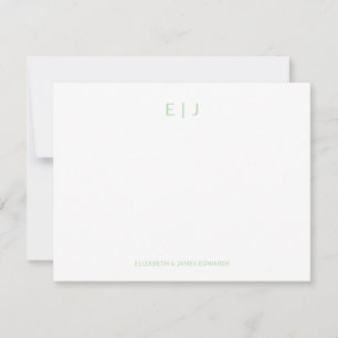 Sage Green Minimal Couple Initials Personalisiert Mitteilungskarte