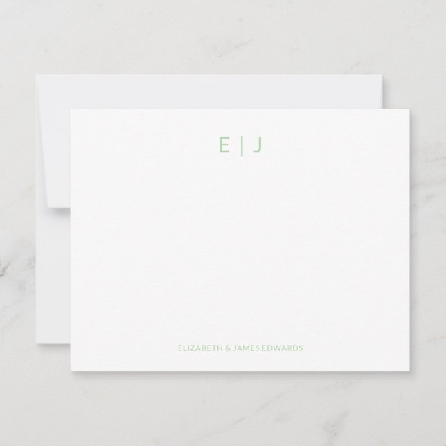 Sage Green Minimal Couple Initials Personalisiert Mitteilungskarte (Vorderseite)