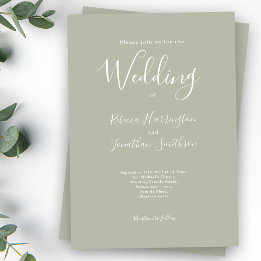 Sage Green Minimal Moderne Hochzeit Einladung