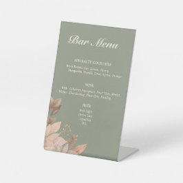 Sage Green Minimal Wedding Bar Menu Pedestal Schil Sockelschild