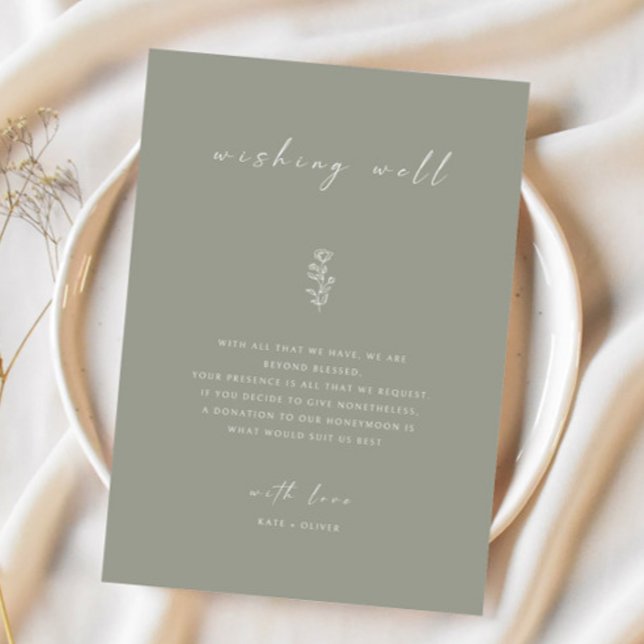 Sage Green Minimal Wedding Well Card Einladung (Von Creator hochgeladen)