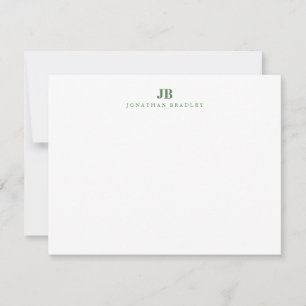 Sage Green Minimalist Monogramm Professionell Mitteilungskarte