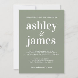 Sage Green Minimalist Wedding Invitation Einladung