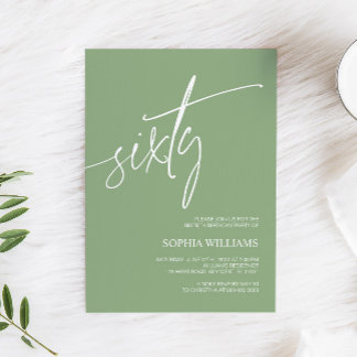 Sage Green Minimalistisch 60. Geburtstag Einladung