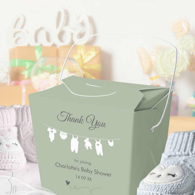 Sage Green Minimalistisch Baby Dusche Geschenkschachtel (Sage Green Minimalist Baby Shower Favor Boxes ©Susanne Sachers - Sunny Mind 🌞)