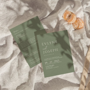 Sage Green Minimalistisch Boho alle in einer Hochz Einladung