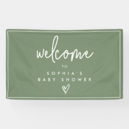 Sage Green Minimalistisch Boho Babydusche Willkomm Banner