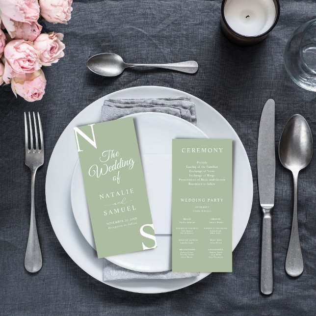 Sage Green Minimalistisch BoldInitials Wedding Pro (Von Creator hochgeladen)