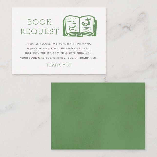 Sage Green Minimalistisch Book Request Encryption  Begleitkarte (Vorne/Hinten)