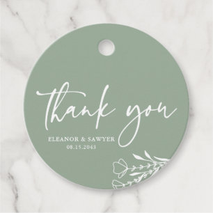 Sage Green Minimalistisch Bouquet Wedding Vielen D Geschenkanhänger