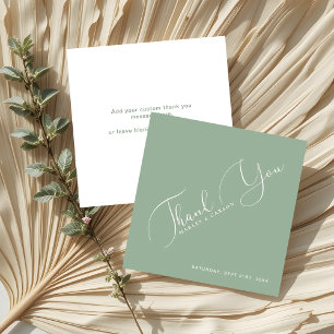 Sage Green Minimalistisch Budget Wedding Danke Mitteilungskarte