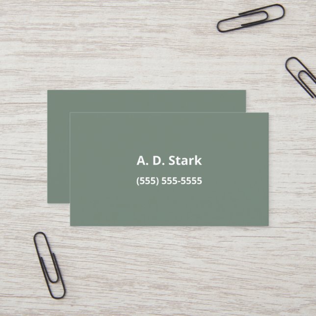 Sage Green Minimalistisch Business Cards Visitenkarte (Vorderseite/Rückseite Beispiel)
