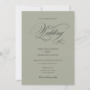 Sage Green Minimalistisch Calligrafy Wedding Einladung