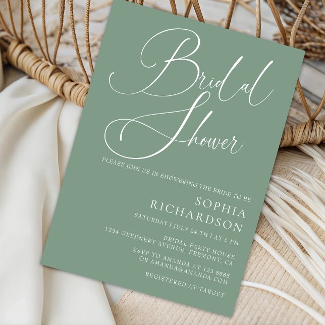 Sage Green Minimalistisch Calligraphy Brautparty Einladung (Von Creator hochgeladen)