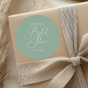 Sage Green Minimalistisch Calligraphy Brautparty Runder Aufkleber