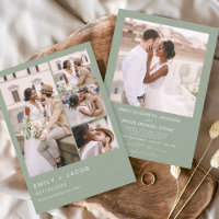 Sage Green Minimalistisch Foto Fünf Foto Hochzeit