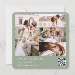 Sage Green Minimalistisch Foto QR Code Hochzeitssa Einladung