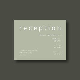 Sage Green Minimalistisch Hochzeitsempfang Begleitkarte