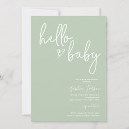 Sage Green Minimalistisch Modern Boho Babydusche Einladung
