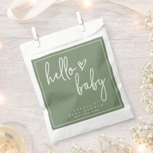 Sage Green Minimalistisch Modern Boho Babydusche Geschenktütchen