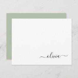 Sage Green Minimalistisch Modern Monogram Elegant Dankeskarte