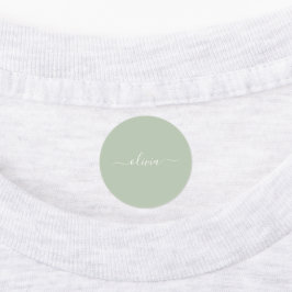 Sage Green Minimalistisch Modern Monogram Elegant Etiketten