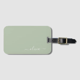 Sage Green Minimalistisch Modern Monogram Elegant Gepäckanhänger