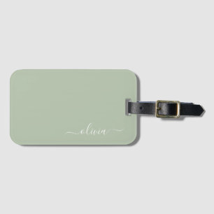 Sage Green Minimalistisch Modern Monogram Elegant Gepäckanhänger