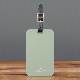 Sage Green Minimalistisch Modern Monogram Elegant Gepäckanhänger