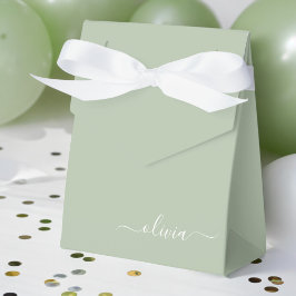 Sage Green Minimalistisch Modern Monogram Elegant Geschenkschachtel