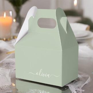 Sage Green Minimalistisch Modern Monogram Elegant Geschenkschachtel