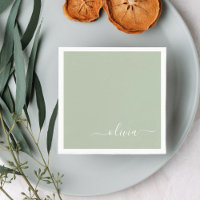 Sage Green Minimalistisch Modern Monogram Elegant