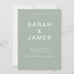 Sage Green Minimalistisch Modern Wedding Save the  Save The Date