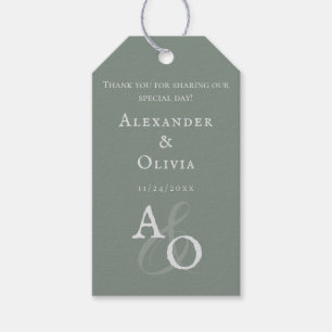 Sage Green Minimalistisch Monogram Gastgeschenk Ho Geschenkanhänger